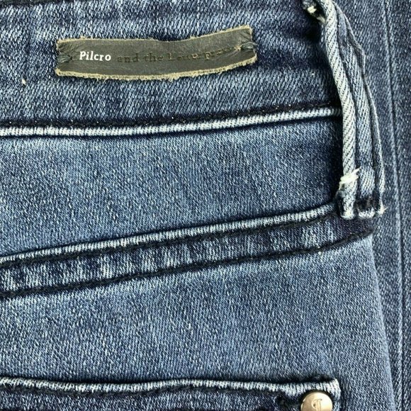 Pilcro and the Letterpress Skinny Script Jeans Womens Size 26 Med Wash Raw Hem - Picture 9 of 12